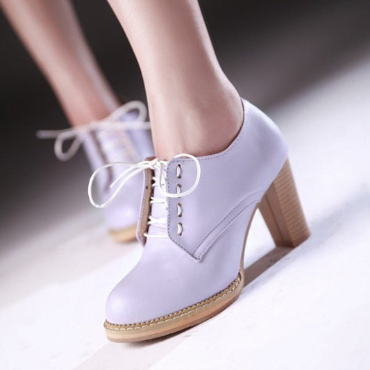 High heels with thick platforms Purple