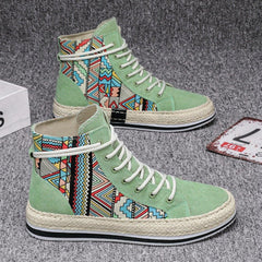 High - top Canvas Platforms Casual Breathable Comfort Kicks Board Shoes Green