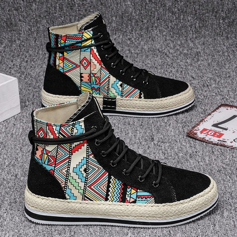 High - top Canvas Platforms Casual Breathable Comfort Kicks Board Shoes Black