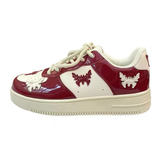 Hip Hop street - wear shoes Platform Butterfly Bat Breathable Sneakers Red