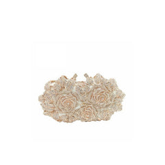 Hollow Flower Bag Portable Diamond Rhinestone Clutch Rose Gold White