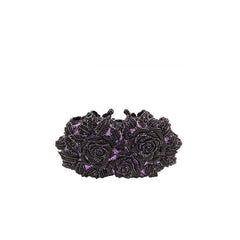 Hollow Flower Bag Portable Diamond Rhinestone Clutch Purple Black