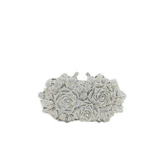 Hollow Flower Bag Portable Diamond Rhinestone Clutch Colorful Silver