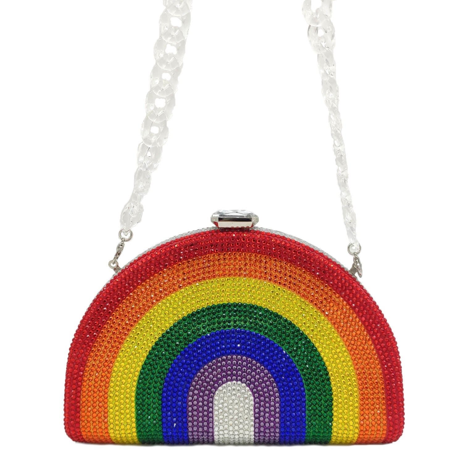 Hot diamond rainbow bag clutch Rainbow