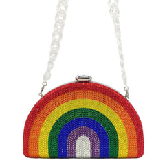 Hot diamond rainbow bag clutch Rainbow