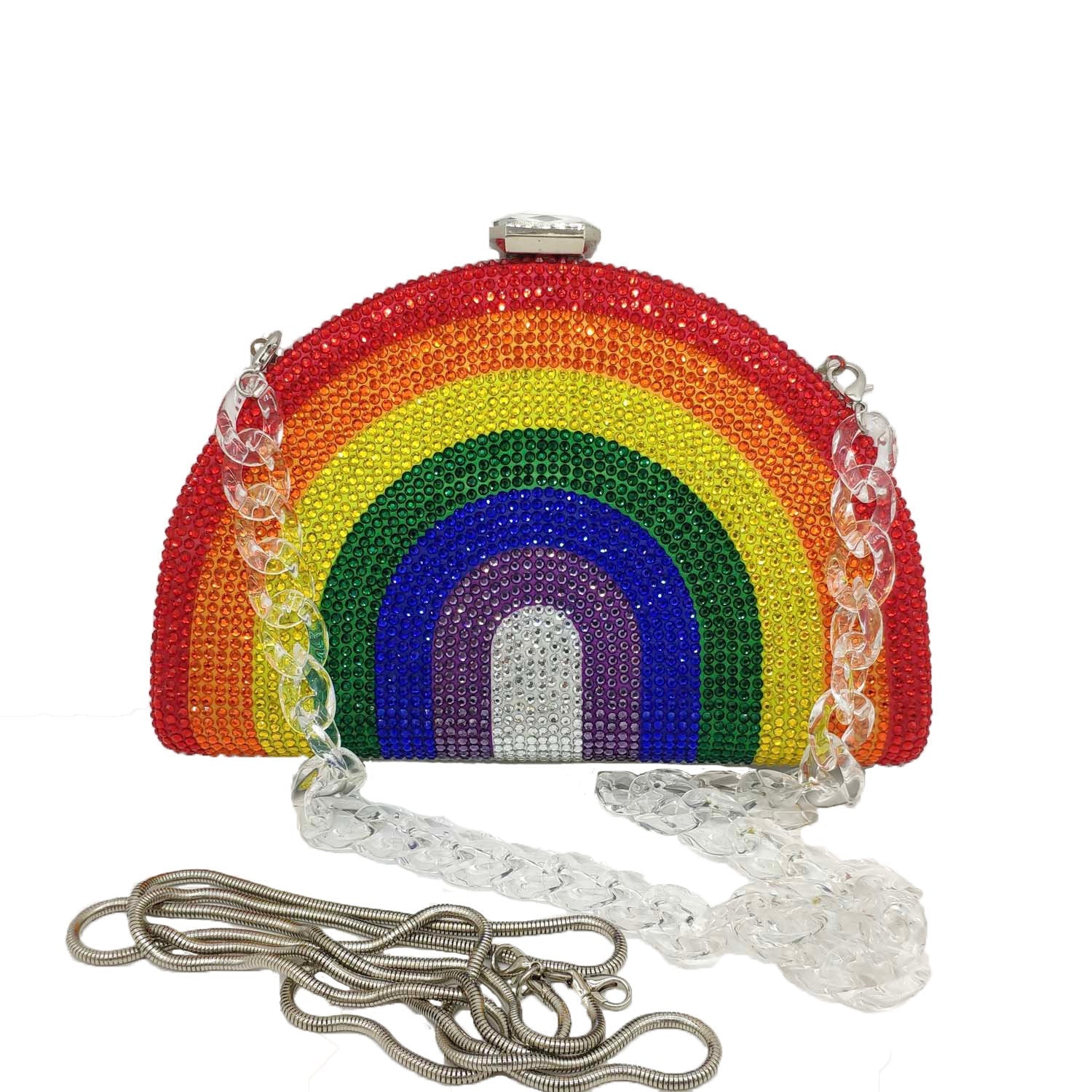 Hot diamond rainbow bag clutch Rainbow