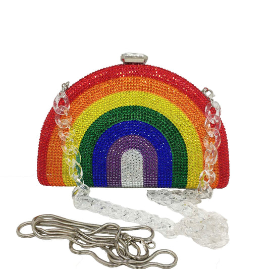 Hot diamond rainbow bag clutch Rainbow