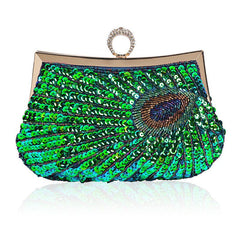 Hot Sale Dinner Bag Peacock Handmade Beaded Ring Blue