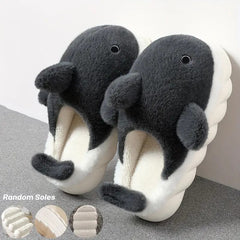 Household Warmth And Anti Slip Thick Soled Couple Slippers Black