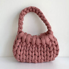 Iceland Wool Hand Braided Twist Braid Hand Bill Shoulder Bag Pink