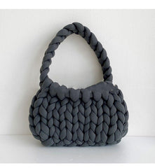 Iceland Wool Hand Braided Twist Braid Hand Bill Shoulder Bag Grey