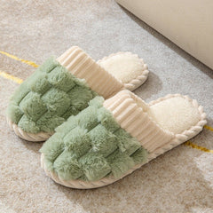 Indoor Warm Platform Couple Minimalist Slippers Comfortable Shoes Light Green