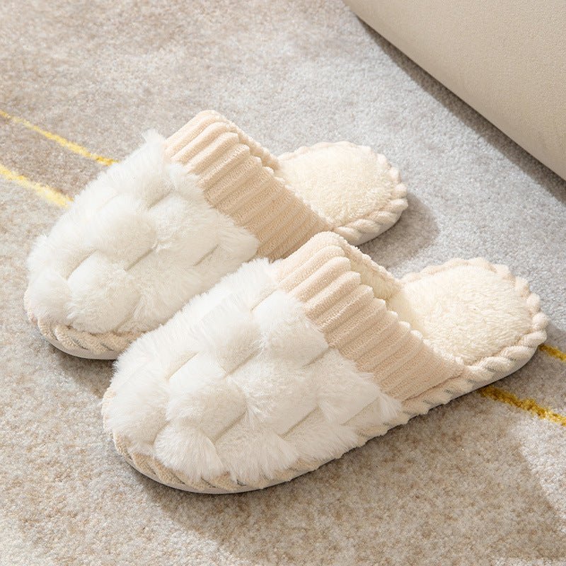 Indoor Warm Platform Couple Minimalist Slippers Comfortable Shoes White