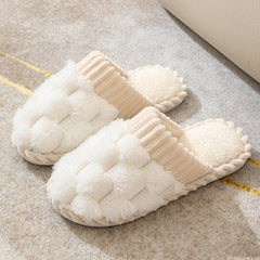 Indoor Warm Platform Couple Minimalist Slippers Comfortable Shoes White