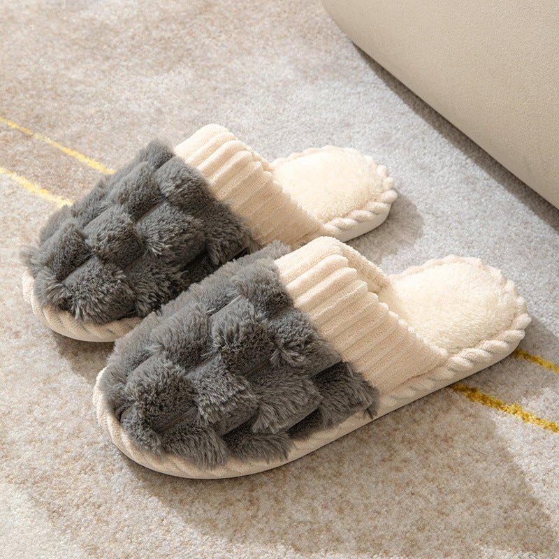 Indoor Warm Platform Couple Minimalist Slippers Comfortable Shoes Gray