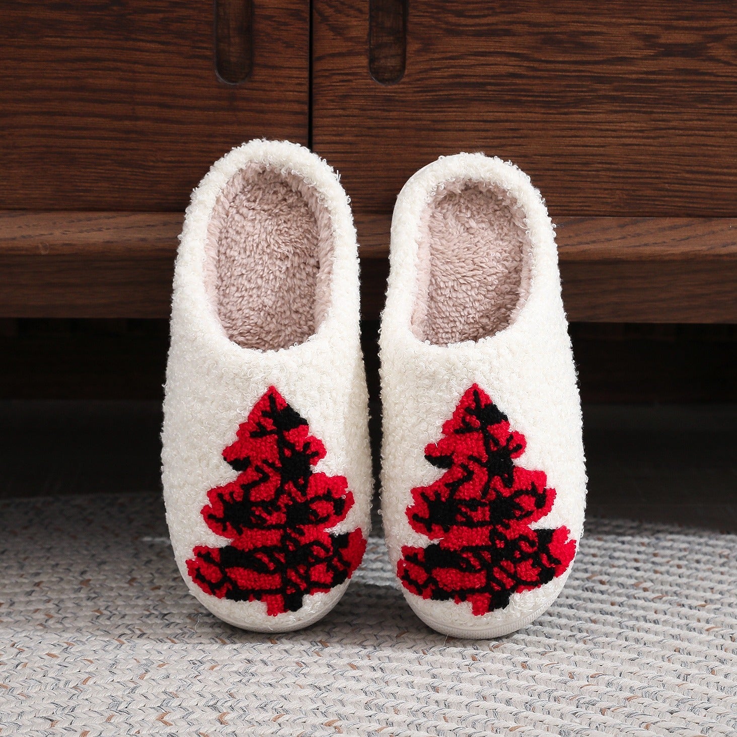 Ins New Winter Warm Christmas Tree Cotton Holiday Festive Slippers Christmas Tree