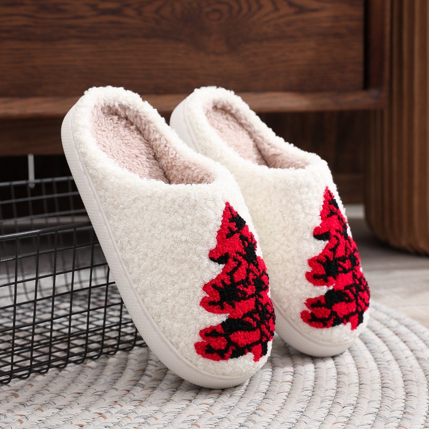 Ins New Winter Warm Christmas Tree Cotton Holiday Festive Slippers Christmas Tree