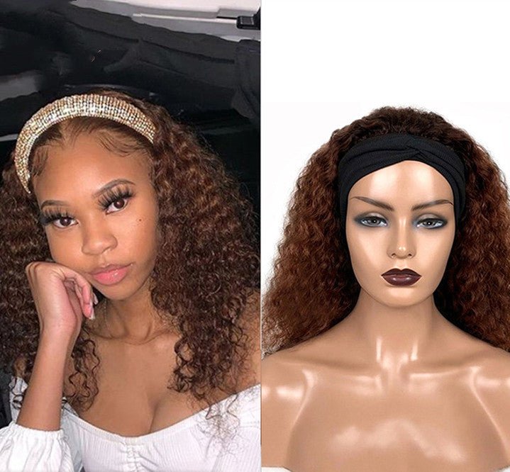 Jerry Curl Headband Wig: Natural Human Hair Wig Picture color