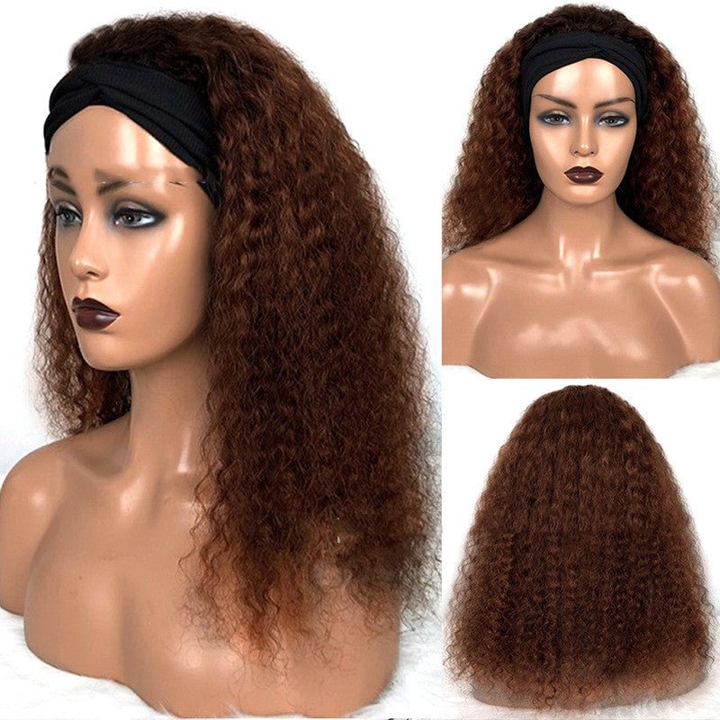 Jerry Curl Headband Wig: Natural Human Hair Wig Picture color