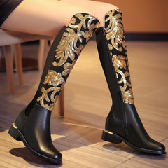 Knight boots cowhide leather boots Black