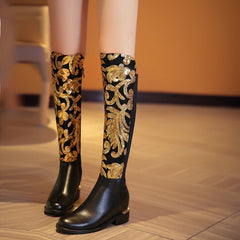 Knight boots cowhide leather boots Black