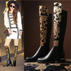 Knight boots cowhide leather boots Black