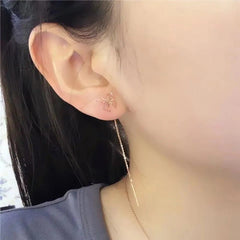 Korean Fashion Butterfly Earline Long Tassel Earrings Rose Gold