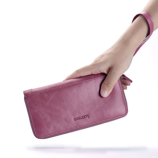 Korean Leather Vintage Clutch Bag Black
