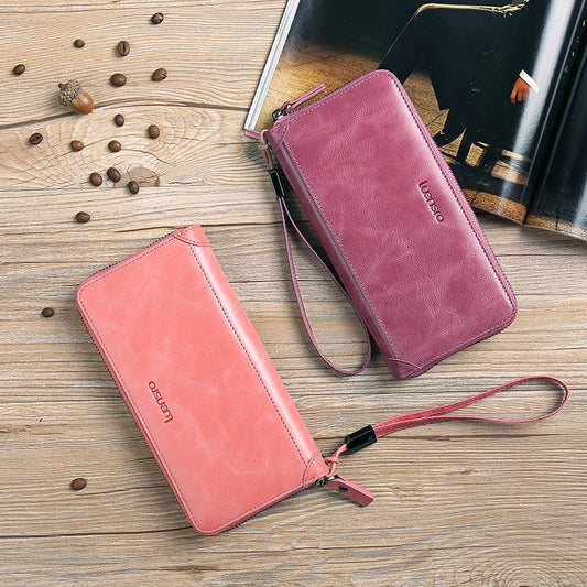 Korean Leather Vintage Clutch Bag Black