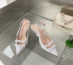 Korean Style Shallow Mouth High Heel Toe Box Stiletto Heel Pumps Silver