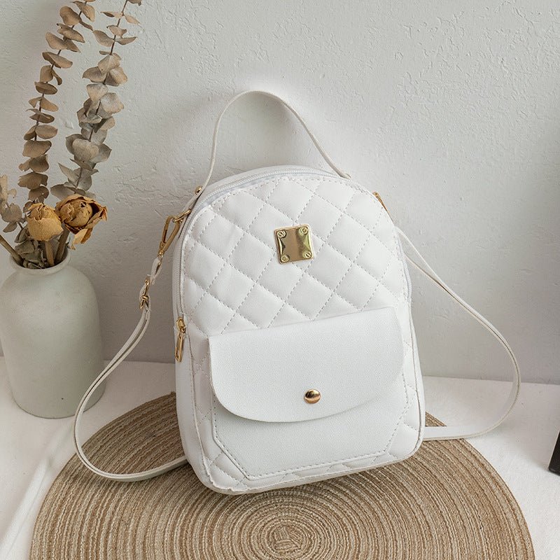 Korean Style Women's Bag with Advanced Texture Backpack Embroidered White