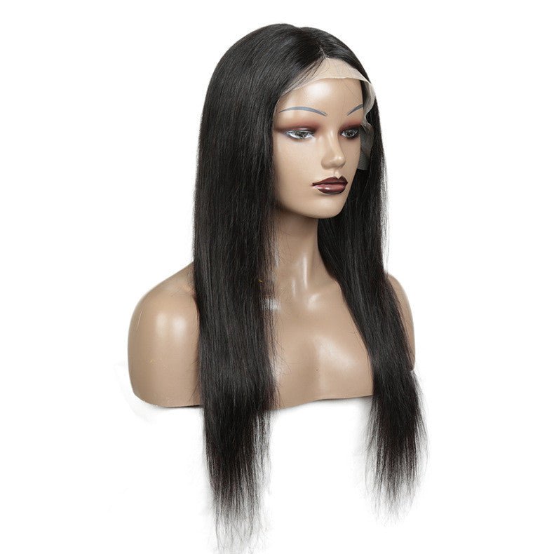 Lace Elegance: Genuine Human Hair Headgear Wig Black