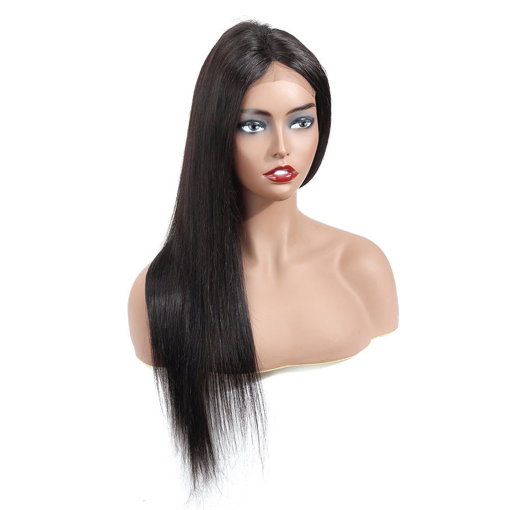 Lace Elegance: Genuine Human Hair Headgear Wig Black