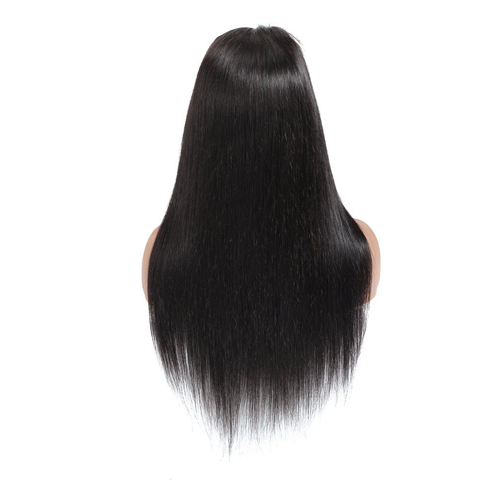 Lace Elegance: Genuine Human Hair Headgear Wig Black