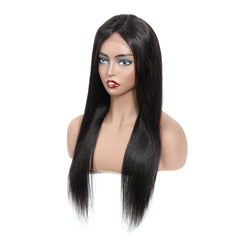 Lace Elegance: Genuine Human Hair Headgear Wig Black