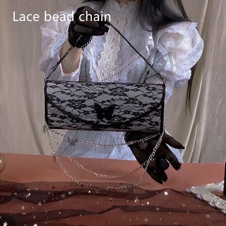 Lace Niche Design Versatile Clutch Bag Lace bead chain