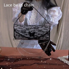 Lace Niche Design Versatile Clutch Bag Lace bead chain