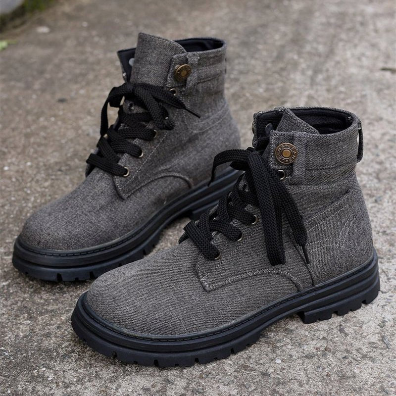 Lace - up Denim Ankle Boots Sky Blue
