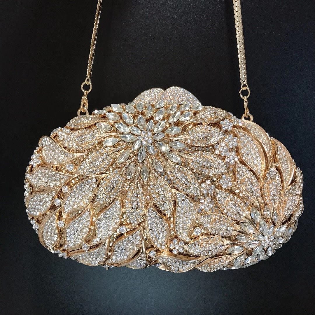 Ladies Fashion Color Rhinestone Cutout Clutch Bag A