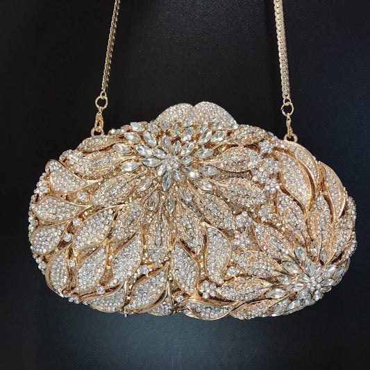 Ladies Fashion Color Rhinestone Cutout Clutch Bag A