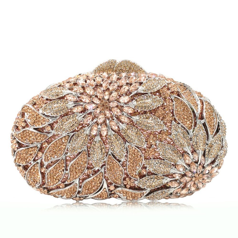 Ladies Fashion Color Rhinestone Cutout Clutch Bag C
