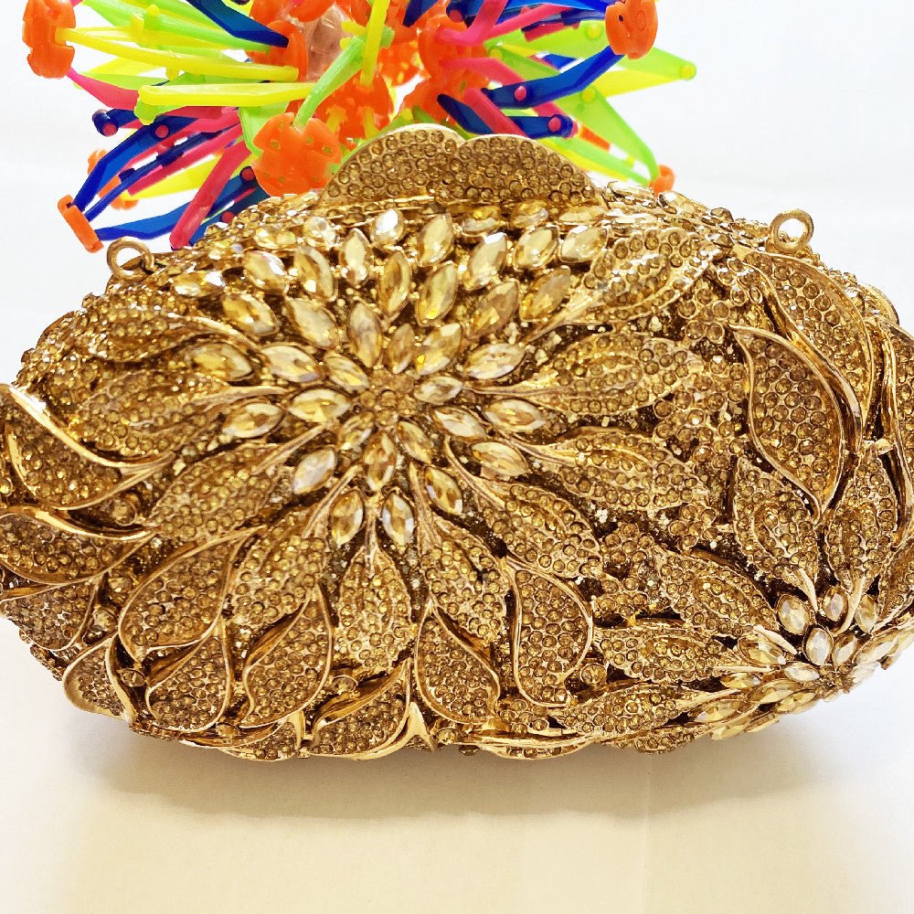 Ladies Fashion Color Rhinestone Cutout Clutch Bag E