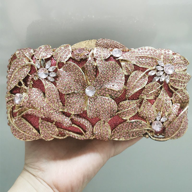Ladies Fashion Color Rhinestone Cutout Clutch Bag E
