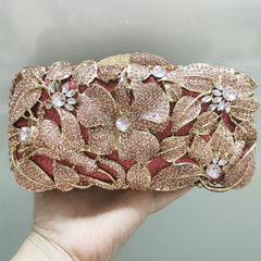 Ladies Fashion Color Rhinestone Cutout Clutch Bag E