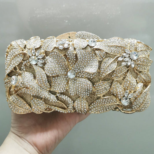 Ladies Fashion Color Rhinestone Cutout Clutch Bag D
