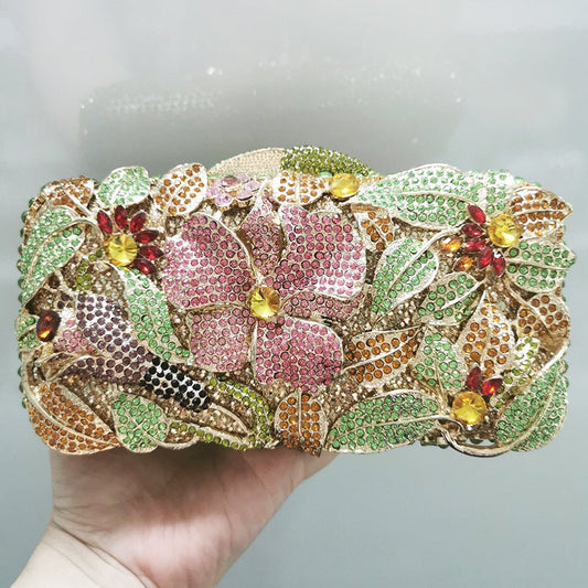 Ladies Fashion Color Rhinestone Cutout Clutch Bag A