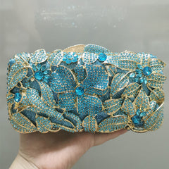 Ladies Fashion Color Rhinestone Cutout Clutch Bag B