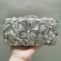 Ladies Fashion Color Rhinestone Cutout Clutch Bag C