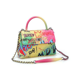 Ladies' Graffiti Clutch Bag - Colorful Painted Handbag Colorful