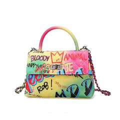 Ladies' Graffiti Clutch Bag - Colorful Painted Handbag Colorful